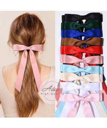 10PCS Hair Bows for Women- Silky Satin Bow Hair Clip Hair Barrettes Multicolor - Buy Online on GoSupps.com