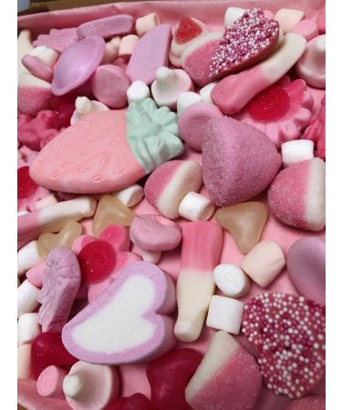 Mother's Day Pink Pick N Mix Sweets Gift Box Hamper Retro Sweet Present 300g - Gift Wrapped - Personalised Gift Tag Message (Just The Sweets) - Buy Online on GoSupps.com