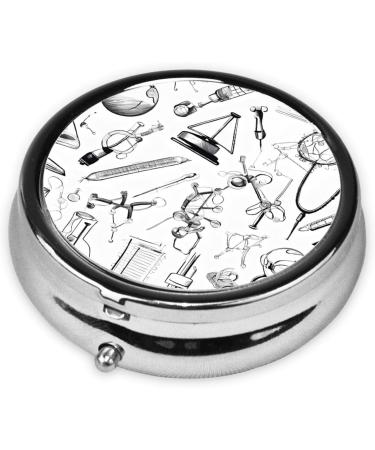 Chemistry Print Mini Round Pill Box | 3 Compartment Travel Pill Organizer | Portable Medicine Case for Home & Office - Buy Online on GoSupps.com