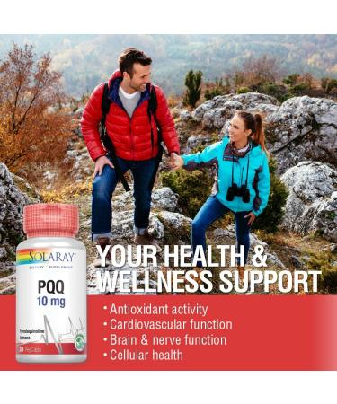 Solaray PQQ 10mg Supplement for Cellular Heart & Cognitive Support - 30 VegCaps - Buy Online on GoSupps.com