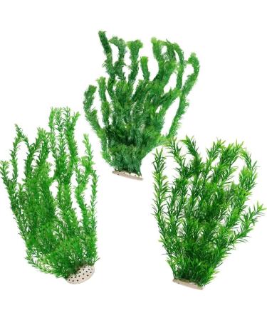 Ctpeng XXL Aquarium Decorations - Set of 3 Plastic Plants for Fish Tanks | 55cm 10cm 8cm - Buy Online on GoSupps.com