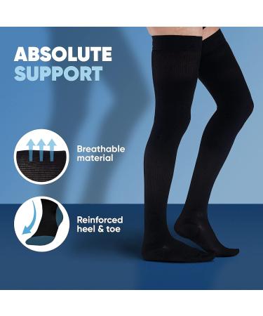 Buy Absolute Support Opaque Compression Stockings for Men - Class 2 20-30mmHg - 5X Large - Ideal for Varicose Veins & Lymphedema - Black - Buy Online on GoSupps.com