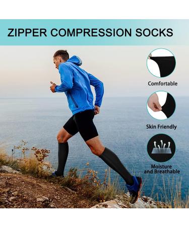 2 Pairs Zipper Compression Socks 15-20 mmHg Closed Toe for Women/Men - Multicolor S/M - Buy Online on GoSupps.com