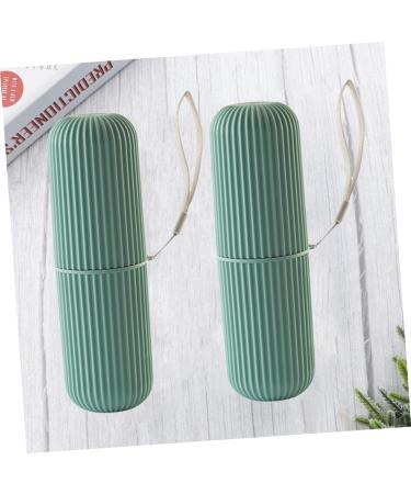 Beaupretty Toothpaste Brush Container - 2 Pieces Travel Tooth Cleaning Organizer in Green 5.5x5.5x19cm | International Shipping Available - Buy Online on GoSupps.com