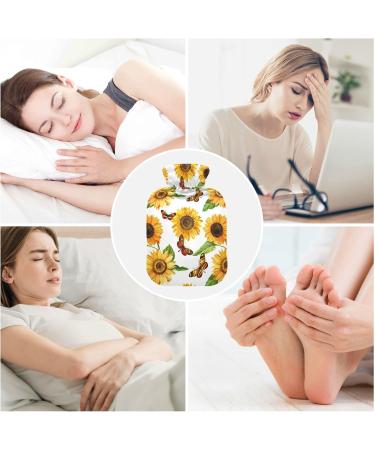 Hot Water Bottles with Watercolor Sunflower Cover - 2L Pain Relief & Warmth for Cramps Hands & Feet - Buy Online on GoSupps.com