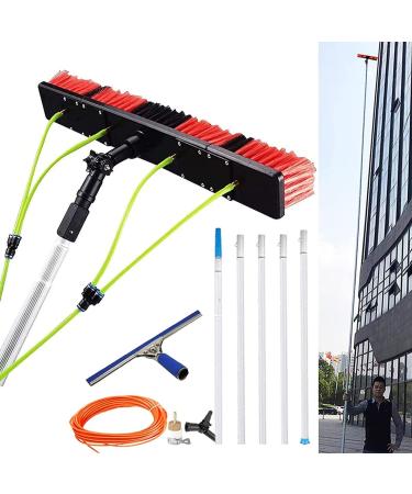 26.5ft(8m) Washing Kit: Water-fed Brush Squeegee Window Cleaning Pole Water Fed Telescopic Brush Extendable Long Reach Window Cleaner Equipment(50cm Brush 8m pole)