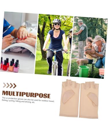 POPETPOP 1 Pair Nail Gloves Gel Lamp Anti-uv Miss Spandex 17x8.5cm Beige - Buy Online on GoSupps.com