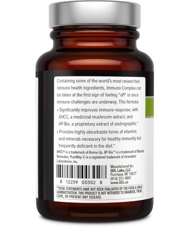 Quality of Life Immuno Complex Includes AHCC Mushroom Extract Vitamin C Vitamin D3 Copper Zinc 30 Count (Pack of 1) - Buy Online on GoSupps.com