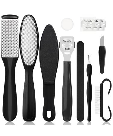 Sularpek cornea to footfish 10 in 1 professional corneal remover cornea plane for corneal remover strong cornea dead skin foot scraper (black)