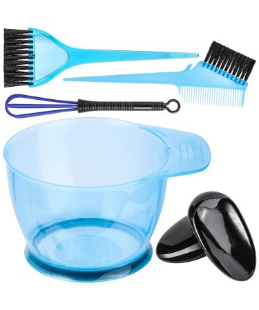 5 Pcs Professional Hair Coloring Dyeing Kit for Salon and Home - Dye Brush Comb,Tinting Bowl,Ear Caps,Dye Mixer (Blue) 5 Pcs Blue