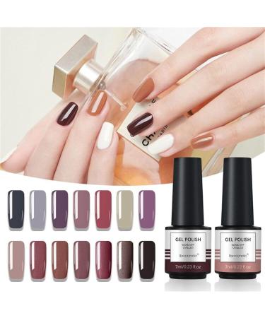 JOYISURE Gel Nail Polishes Glitter Gel Nail Polish Soak Off UV LED Gel Polish Kit Nail Art Set of Coral Pink Nude Grey Purple Peach Brown Colours 8ml each (#13) - Buy Online on GoSupps.com