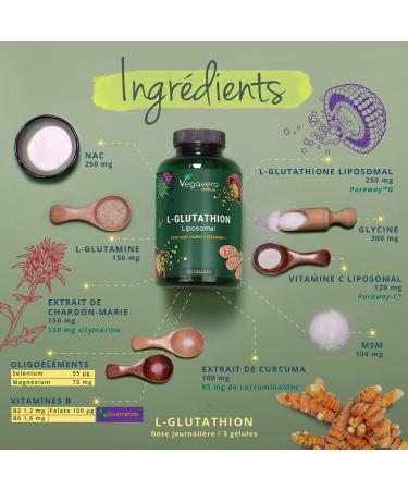 GLUTATHION Liposomal & R duit | 180 G lules | Avec Pr curseurs : NAC Vitamine C MSM Glycine | PureWay - G | Antioxydant + Anti age + Immunit | Vegan & Sans Additifs | Vegavero 180 unit (Lot de 1) - Buy Online on GoSupps.com