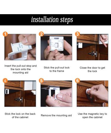 Sylbx Magnetic Cabinet Lock Set - 4 Locks + 1 Key | Invisible Child Safety Locks for Cupboards & Drawers | No Drilling or Tools Required | Secure Your Home - Buy Online on GoSupps.com
