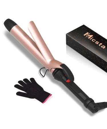 MICSTA 1 1/4 inch Curling Iron, 32mm Large Curling Wand Extra Long berral, 1.25” Thick Hair Wand Big Curling Iron, Wide Curler Wand for Long Hair, Temperature Control with Dual Voltage for Travel Withclip (5/4 Inch)