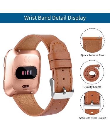 2 Pack BOTNUW Leather Bands for Fitbit Versa 2, SE, Lite - Soft Replacement Straps for Fitness Smart Watch - Black & Brown - Men and Women - Buy Online on GoSupps.com
