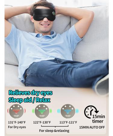 Cordless Heated Eye Mask for Dry Eyes | Real Silk Sleep Mask | USB Rechargeable Eye Compress | Perfect Gift for Mother's Day | Unisex Warm Eye Pad - Bright Black - Buy Online on GoSupps.com