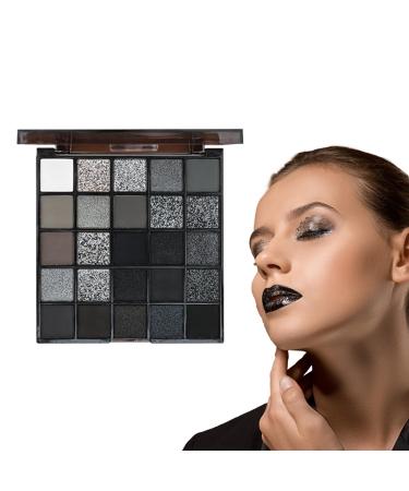 Dark Eyeshadow Palette Colors Smoky Makeup Kit 0.23 Inches High Pigment Formula & Diverse 25 Shades Cool Tones Mixing Tray for Women Girls Beginners Night and Elegance Looks
