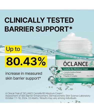 OCLANCE Centella B5 Calming Barrier Cream Lightweight Non-Greasy Face Moisturizer for Sensitive Skin with Panthenol Centella & 8-Peptide Complex Fragrance-Free Korean Skincare 1.85 fl oz (55ml) - Buy Online on GoSupps.com