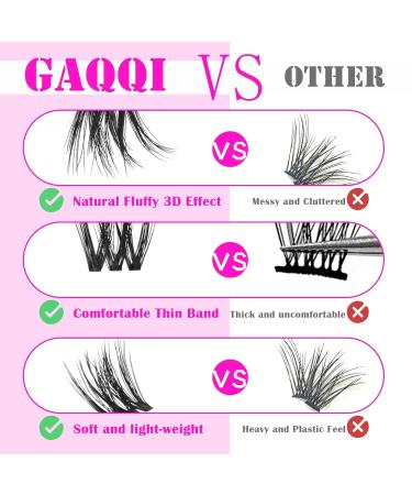 GAQQI Lash Clusters - 110 Wispy Volume Eyelash Extensions 10-14mm | Fluffy 3D Individual Lashes with Soft Thin Band - Buy Online on GoSupps.com