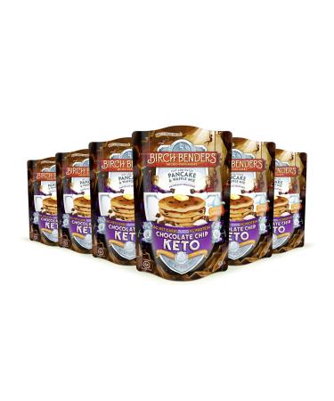 Birch Benders Keto Chocolate Chip Pancake & Waffle Mix with Almond/Coconut & Cassava Flour, Just Add Water, 6 Count 10 Ounce (Pack of 6)