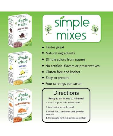 Simple Mixes Natural Instant Vanilla Pudding Mix 3.4 oz - Pack of 6 - Buy Online on GoSupps.com