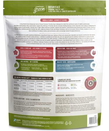 Living World Green Botanicals Premium Timothy Hay Herb & Flower Mix 2.72 kg (96 oz) - Buy Online on GoSupps.com