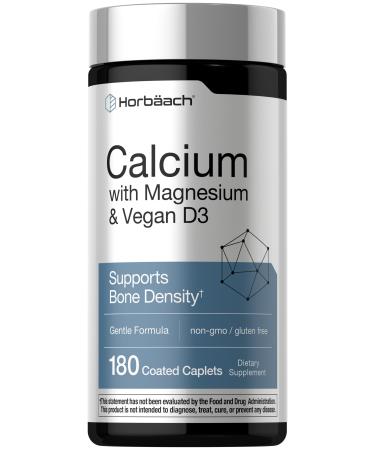 Horb ach Calcium Magnesium D3 | 180 Coated Caplets | Supports Bone Density | Supplement for Men and Women | Vegan Non-GMO Gluten Free