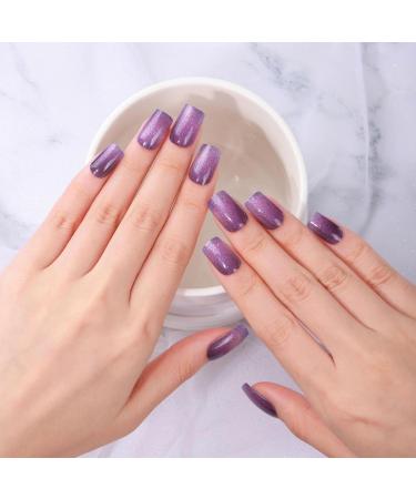 Purple Galaxy Semi Gels Nail Strips Stickers Cured Gel Nails Wraps with Lamp Starter Kit Upgraded 16 Pieces Glossy Soft Self-Adhesive Salon-Quality Uv/LED Lamp Required - Buy Online on GoSupps.com