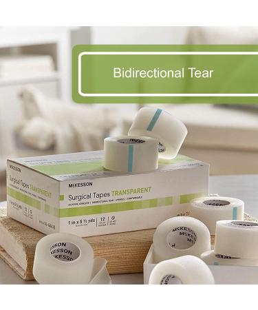 McKesson Surgical Tape 1 x 5.5 yd, Non-Sterile, Transparent Plastic/Silicone - 12 Rolls - Buy Online on GoSupps.com