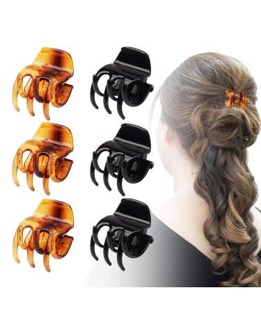 6 Pieces Hair Claw Clips Medium Size Hair Clamp 1.3 Inch Hair Jaw Clip for Women Girls Thick or Medium Hair(Black and Brown)
