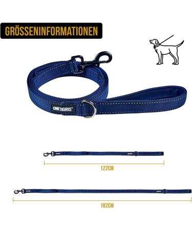 OneTigris Double Dog Leash with Reflective Stripes | M (182cm) Blue - Durable Adjustable & Perfect for Large Dogs | Shop Internationally! - Buy Online on GoSupps.com