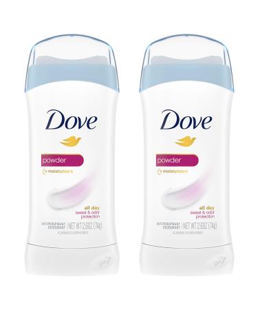 Dove Invisible Solid Antiperspirant Deodorant Stick for Women Powder For All Day Underarm Sweat and Odor Protection 2.6 oz 2 Count 2.6 Ounce (Pack of 2) Fresh