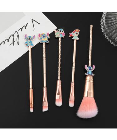 Boyigog 5Pcs Stitch Makeup Brush Set - Blue Theme Cosmetic Brushes for Powder, Eyeshadow, Blush, Lips - Portable Set with Brush Cleaner - Ideal Gift for Girls and Women - Buy Online on GoSupps.com