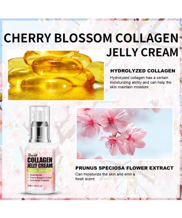 Collagen Jelly Cream - Japanese Cherry Blossom Glow Jelly Face Moisturizer Collagen Face Cream Vegan Skincare - Elasticity & Hydration Reduce Fine Lines & Dullness Skin Firming and Tightening - Buy Online on GoSupps.com