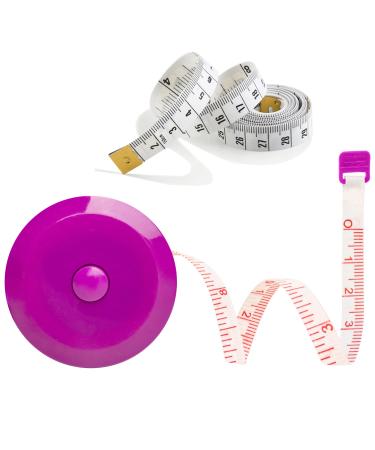 Tape Measure 2Pack, Measuring Tape for Body Measurement Retractable, Soft Tape Measure Set for Sewing Tailor Craft Cloth Fabric, 150 cm/60 Inch RULER + PURPLE