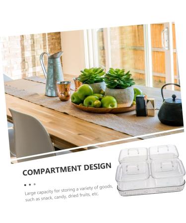 MAGICLULU Cookies Case 1 Set Four Grid Fruit Plate Storage Box Light Luxury Plastic Tray Grey 21X21X8CM - Buy Online on GoSupps.com
