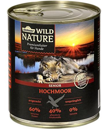 Dehner Wild Nature Grain-Free Wet Dog Food for Seniors | Duck Flavor | 6 x 800g Cans | Ideal for Older Dogs - Buy Online on GoSupps.com