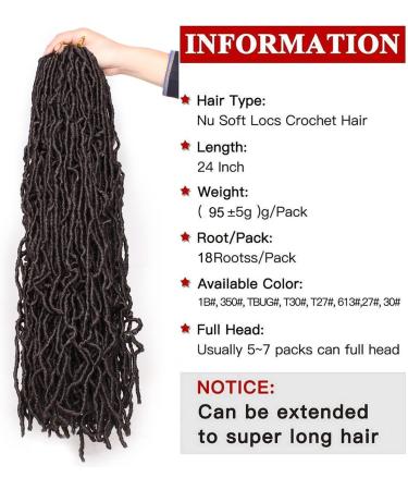 Xtrend 24 Inch 2 Packs Dark Brown Nu Faux Locs Crochet Hair | Pre-looped Gypsy Locs Braids Extension - 18 Strands 4# 24 Inch - Buy Online on GoSupps.com