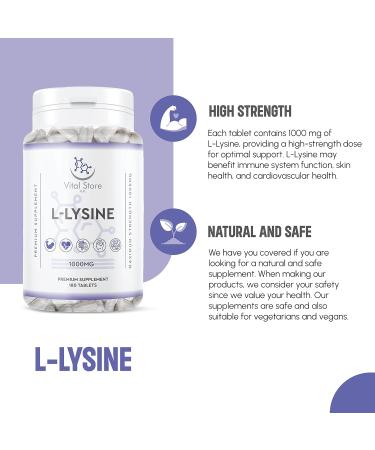 L-LYSINE 1000MG - 180 Vegan Tablets - 6 Month Supply - High Strength Essential Amino Acid - Buy Online on GoSupps.com