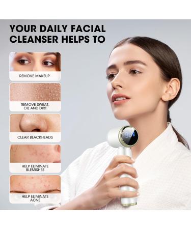 Facial Cleansing Brush Electric USB Rechargeable Face Brush with IPX6 Waterproof 3 Speed Levels 6 Exfoliating Brush Heads LCD Display 360 Rotating Facial Brush for Facial Cleaning - Buy Online on GoSupps.com