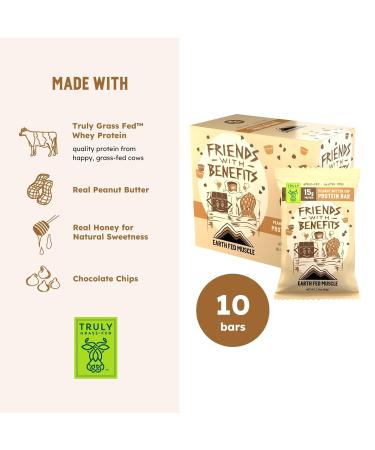 Earth Fed Muscle Friends with Benefits Chocolate Peanut Butter Grass Fed Whey Protein Bars | 15g Protein Snack | Gluten Free Non-GMO All-Natural Peanut Butter Energy | 2.12 oz Bars (10 Count) - Buy Online on GoSupps.com