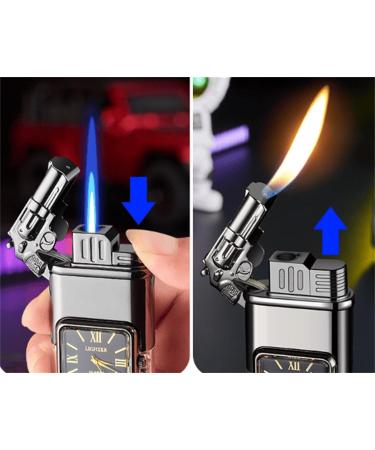 Windproof Lighter Vintage Watch Bezel Flame Torch Vintage Lighter Refillable Butane Gas Lighters(Black A) A Black - Buy Online on GoSupps.com