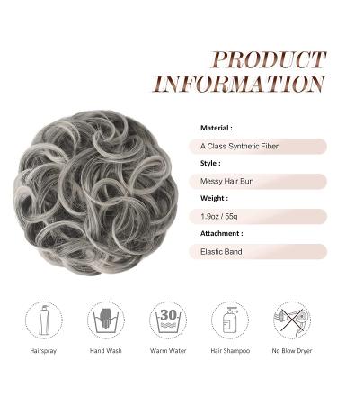 FESHFEN Large Gray Messy Hair Bun Scrunchies | Curly Synthetic Gray Hair Extensions for Women - Buy Online on GoSupps.com