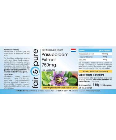 Fair & Pure - Passion flower extract 750mg - vegan - high dosage - 120 capsules of passionflower - Buy Online on GoSupps.com