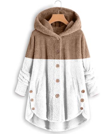 Shop Hanxiulin Oversize Plush Jacket for Women | Warm Lined Fleece Coat - 5XL Khaki | Perfect Autumn Winter Outerwear - Buy Online on GoSupps.com