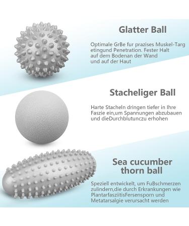 Emwel Massage Ball Set - Foot Roller & Hedgehog Balls for Plantar Fasciitis Relief Stress Reduction and Relaxation - Ideal for International Shipping - Buy Online on GoSupps.com