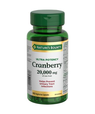 Nature's Bounty Cranberry Ultra Potency 20000mg 60 Vegetarian Capsules Ultra-Potency 60 count (Pack of 1)