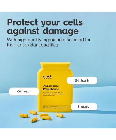 Vitl Antioxidant Powerhouse Supplement - 60 High Strength Easy Swallow Capsules - with Vitamins C E Manganese & Zinc - Supports Healthy Skin & Normal Functioning of The Immune System Antioxidant Powerhouse 60 count (Pack of 1) - Buy Online on GoSupps.com