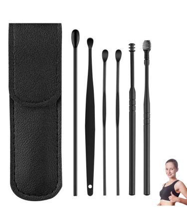 The Most Professional Ear Cleaning Master in 2023 - Ear Cleaner Tool Set Earwax Cleaning Tool 6-Piece Set with PU Leather Ear Wax Removal Kit 6PCS Innovative Spring Earwax Cleaner Tool Set (Black)