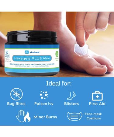Hexagels Plus Aloe Vera Hydrogel Pads - Paraben Free Blister Prevention & Skin Irritation Relief (50ct - Buy Online on GoSupps.com